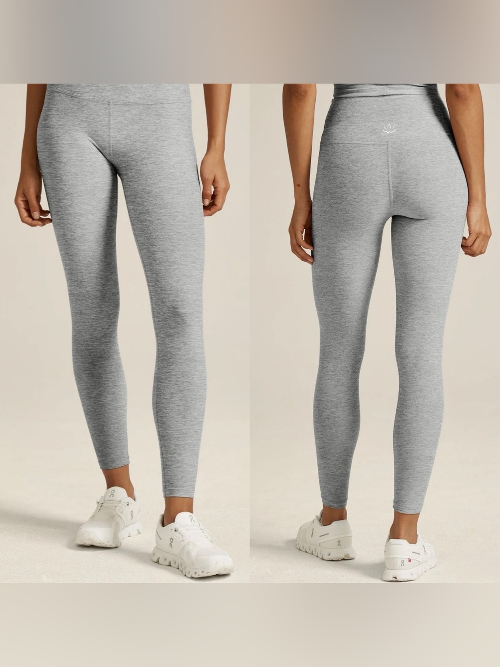 Beyond Yoga Caught in the Midi High Waisted Leggings, Silver Mist Gray, Large
